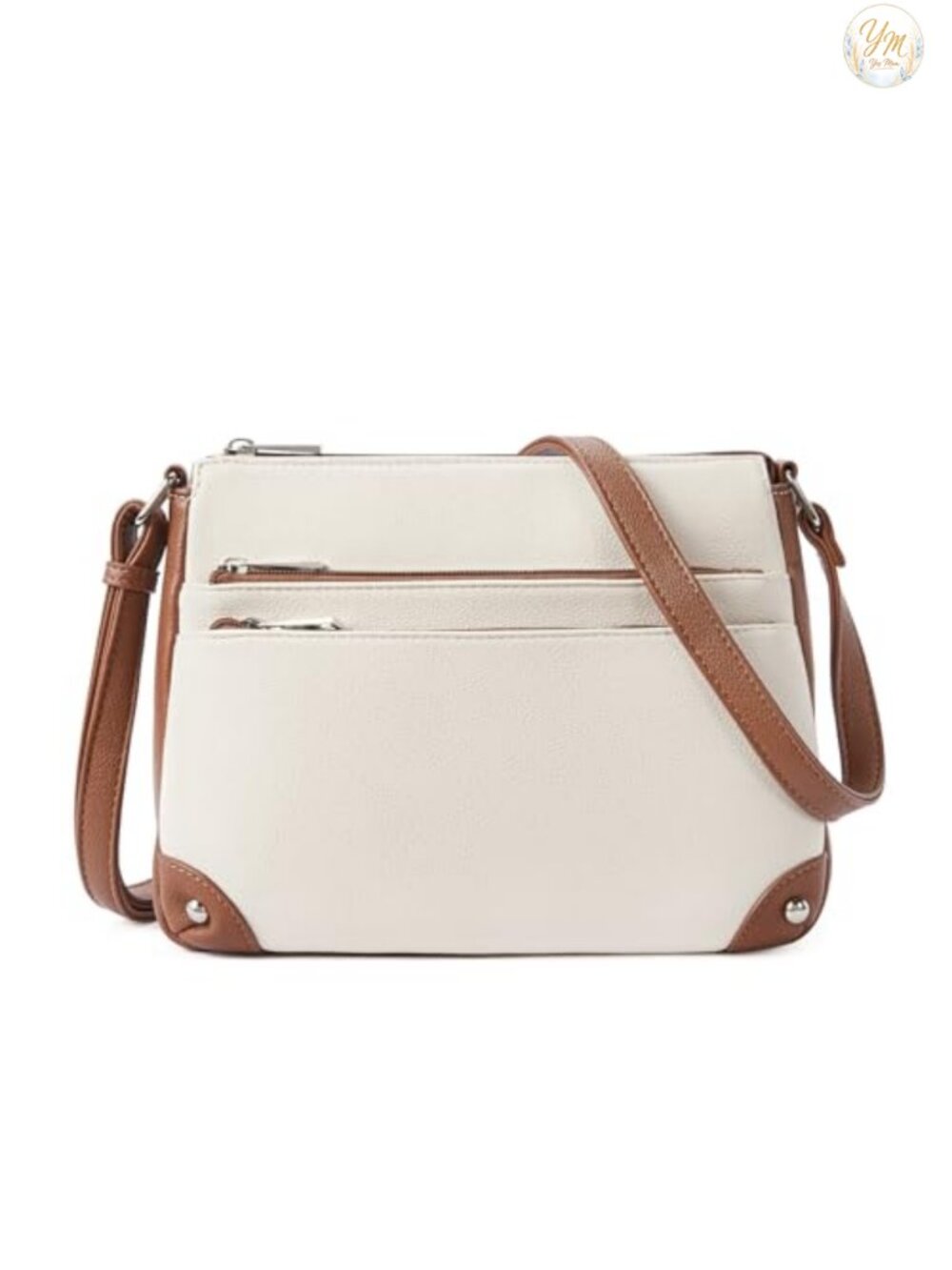 Vegan Leather Crossbody Bag Multi Zipper Pocket Medium Satchel Purse